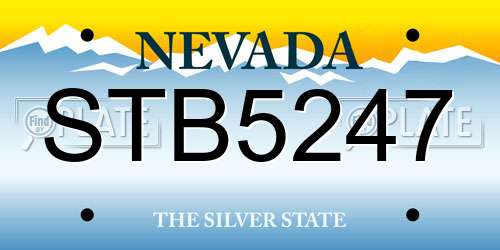 STB5247 Nevada License Plate