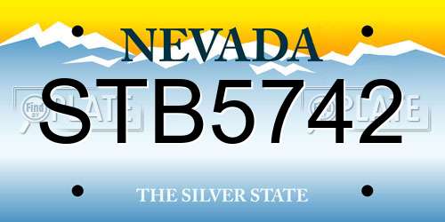 STB5742 Nevada License Plate
