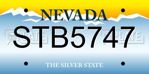 STB5747 Nevada License Plate