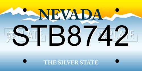 STB8742 Nevada License Plate