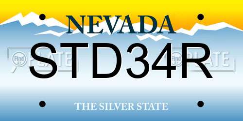 STD34R Nevada License Plate