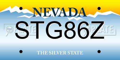 STG86Z Nevada License Plate