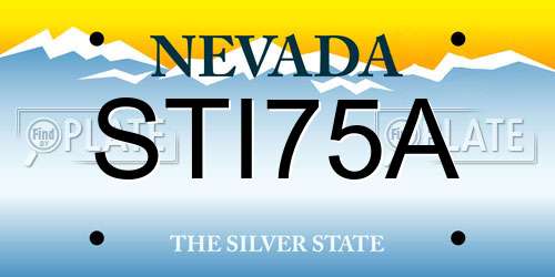 STI75A Nevada License Plate