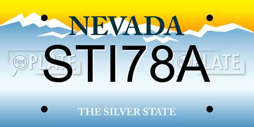 STI78A Nevada License Plate