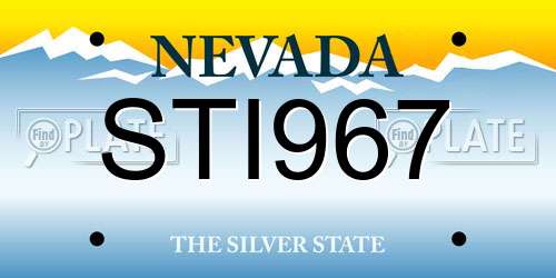STI967 Nevada License Plate