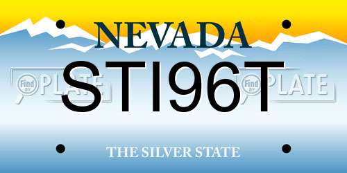 STI96T Nevada License Plate
