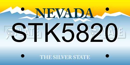 STK5820 Nevada License Plate