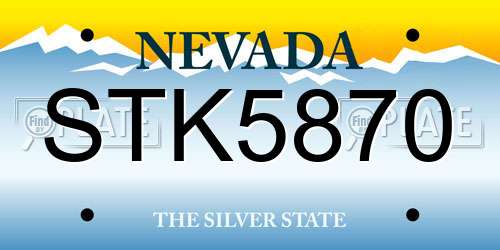 STK5870 Nevada License Plate