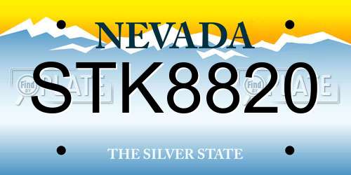 STK8820 Nevada License Plate