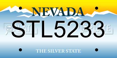 STL5233 Nevada License Plate