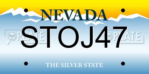 STOJ47 Nevada License Plate