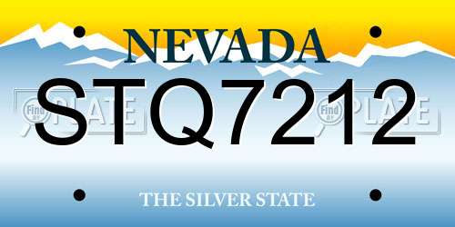STQ7212 Nevada License Plate