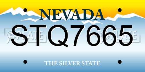 STQ7665 Nevada License Plate