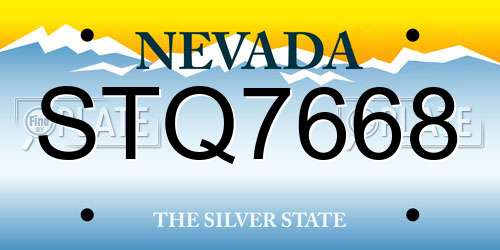 STQ7668 Nevada License Plate
