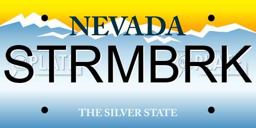 STRMBRK Nevada License Plate