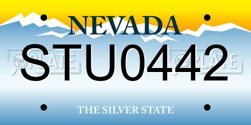 STU0442 Nevada License Plate