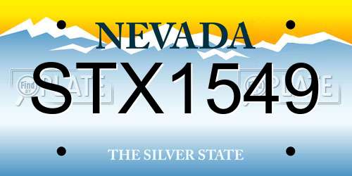 STX1549 Nevada License Plate