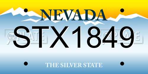 STX1849 Nevada License Plate