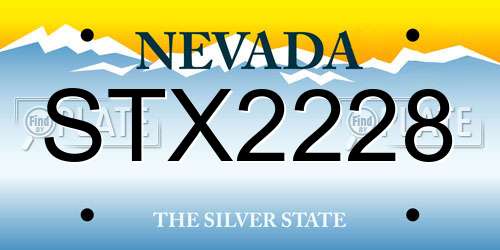 STX2228 Nevada License Plate