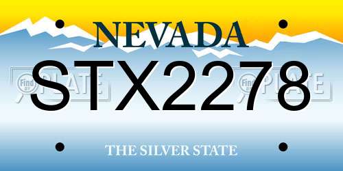 STX2278 Nevada License Plate
