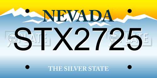 STX2725 Nevada License Plate