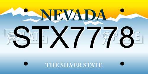 STX7778 Nevada License Plate