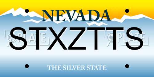 STXZTTS Nevada License Plate