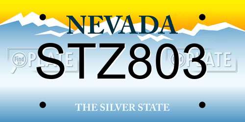STZ803 Nevada License Plate