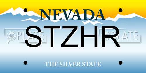 STZHR Nevada License Plate