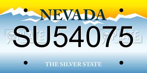SU54075 Nevada License Plate