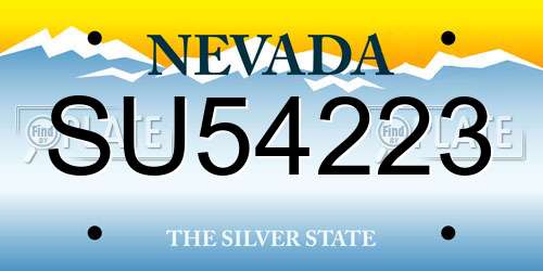 SU54223 Nevada License Plate