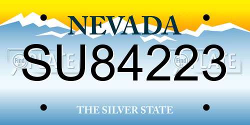 SU84223 Nevada License Plate
