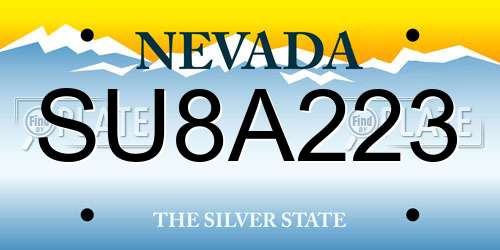 SU8A223 Nevada License Plate