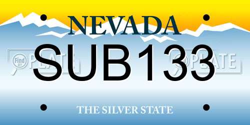 SUB133 Nevada License Plate