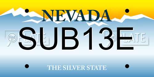 SUB13E Nevada License Plate