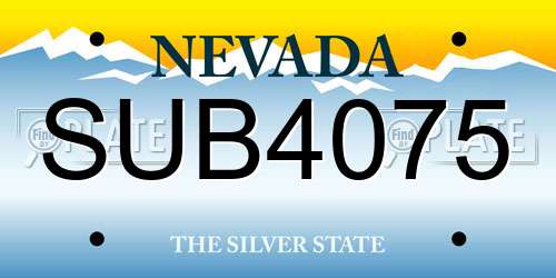 SUB4075 Nevada License Plate