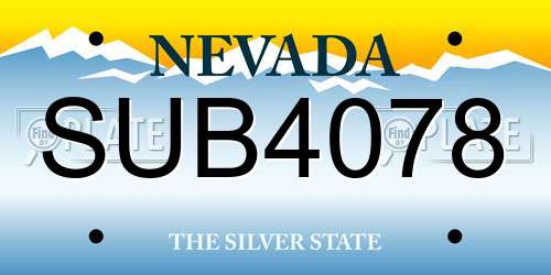 SUB4078 Nevada License Plate