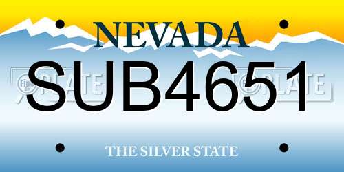 SUB4651 Nevada License Plate
