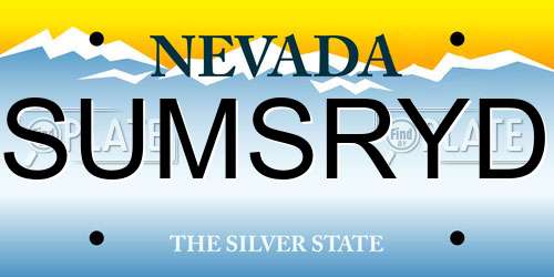 SUMSRYD Nevada License Plate