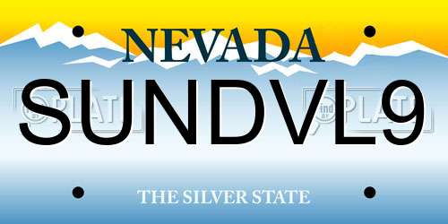 SUNDVL9 Nevada License Plate