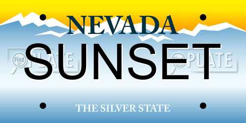 SUNSET Nevada License Plate