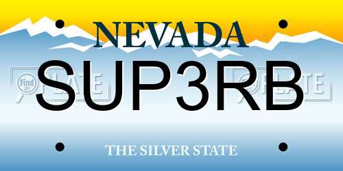 SUP3RB Nevada License Plate