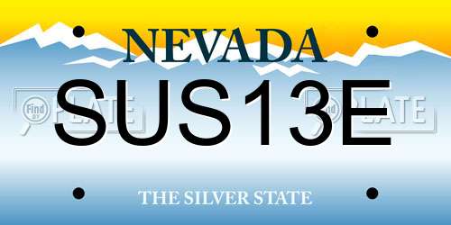 SUS13E Nevada License Plate