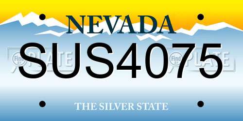 SUS4075 Nevada License Plate