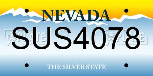 SUS4078 Nevada License Plate