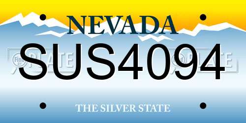 SUS4094 Nevada License Plate