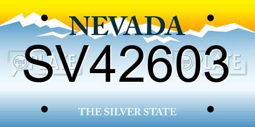 SV42603 Nevada License Plate