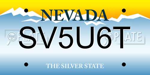 SV5U6T Nevada License Plate