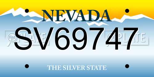 SV69747 Nevada License Plate