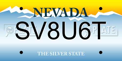 SV8U6T Nevada License Plate